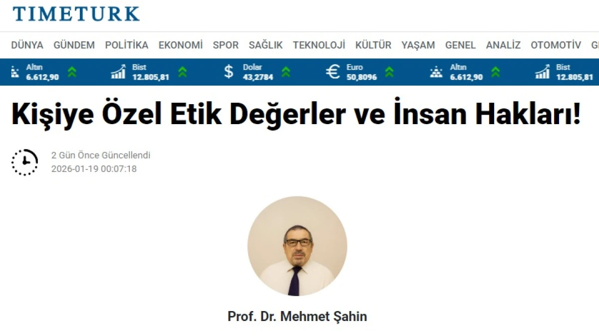 Kişiye &Ouml;zel Etik Değerler ve İnsan Hakları!