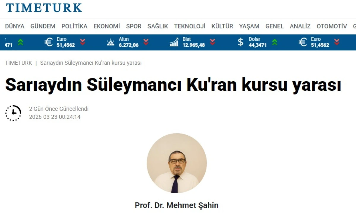 Sarıaydın S&uuml;leymancı Ku'ran kursu yarası